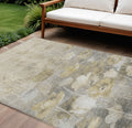 9' X 12' Beige Taupe And Wheat Floral Washable Indoor Outdoor Area Rug