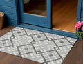 3' X 5' Gray Charcoal And Ivory Geometric Washable Indoor Outdoor Area Rug