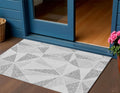 3' X 5' Gray Charcoal And Silver Geometric Washable Indoor Outdoor Area Rug