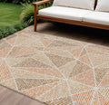 10' X 14' Terra Cotta Beige And Salmon Geometric Washable Indoor Outdoor Area Rug