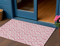 3' X 5' Blush And Ivory Geometric Washable Indoor Outdoor Area Rug