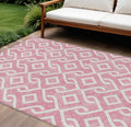 9' X 12' Blush And Ivory Geometric Washable Indoor Outdoor Area Rug