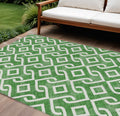 8' X 10' Emerald And Ivory Geometric Washable Indoor Outdoor Area Rug