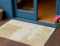 3' X 5' Beige Gold And Tan Abstract Washable Indoor Outdoor Area Rug