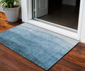 3' X 5' Denim Blue And Navy Blue Ombre Washable Indoor Outdoor Area Rug