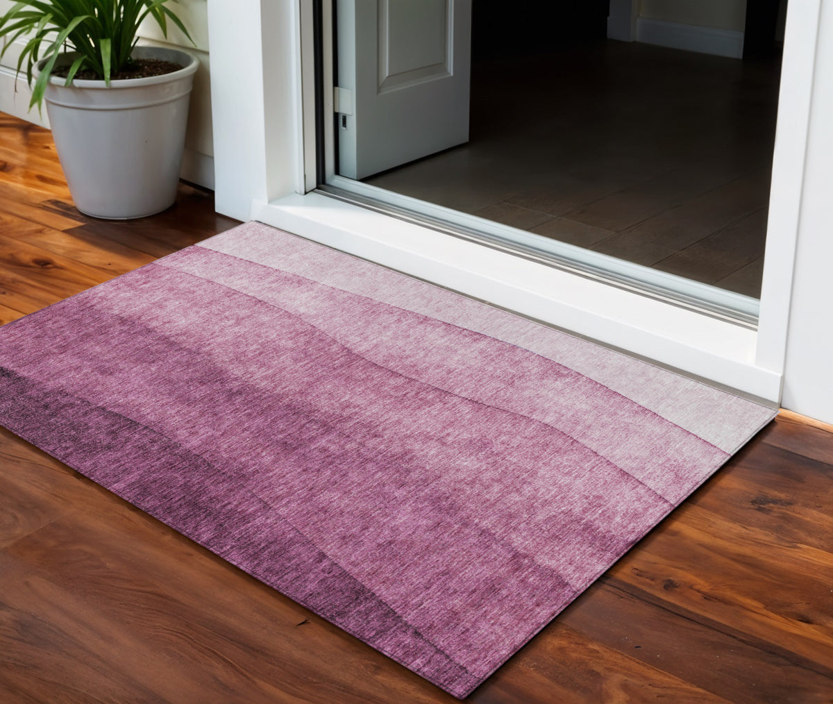 3' X 5' Merlot Blush And Pink Ombre Washable Indoor Outdoor Area Rug