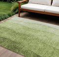 9' X 12' Olive Green And Artichoke Green Ombre Washable Indoor Outdoor Area Rug