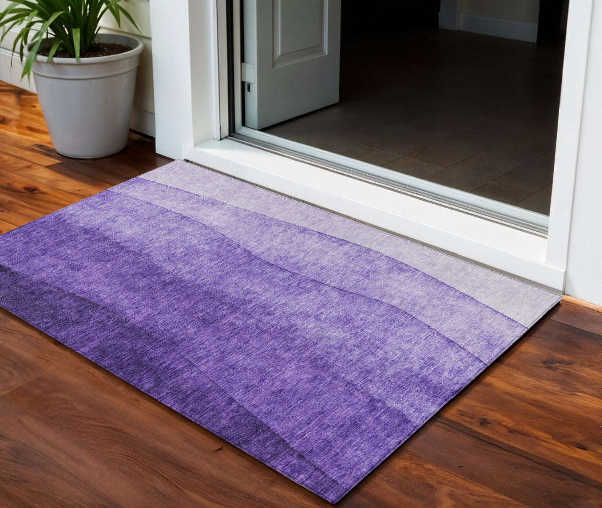 3' X 5' Purple Lilac And Lavender Ombre Washable Indoor Outdoor Area Rug