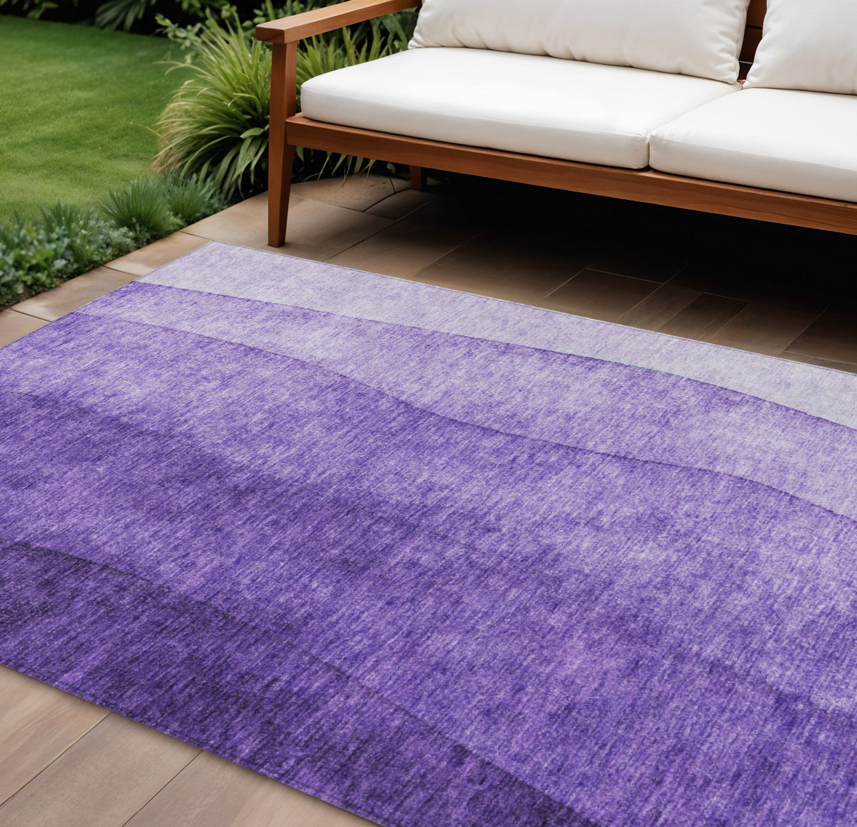 9' X 12' Purple Lilac And Lavender Ombre Washable Indoor Outdoor Area Rug