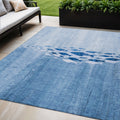 5' X 8' Sky Blue And Navy Blue Nautical Washable Indoor Outdoor Area Rug