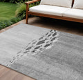 8' X 10' Gray Silver And Charcoal Nautical Washable Indoor Outdoor Area Rug