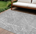 9' X 12' Gray Ivory And Silver Abstract Washable Indoor Outdoor Area Rug