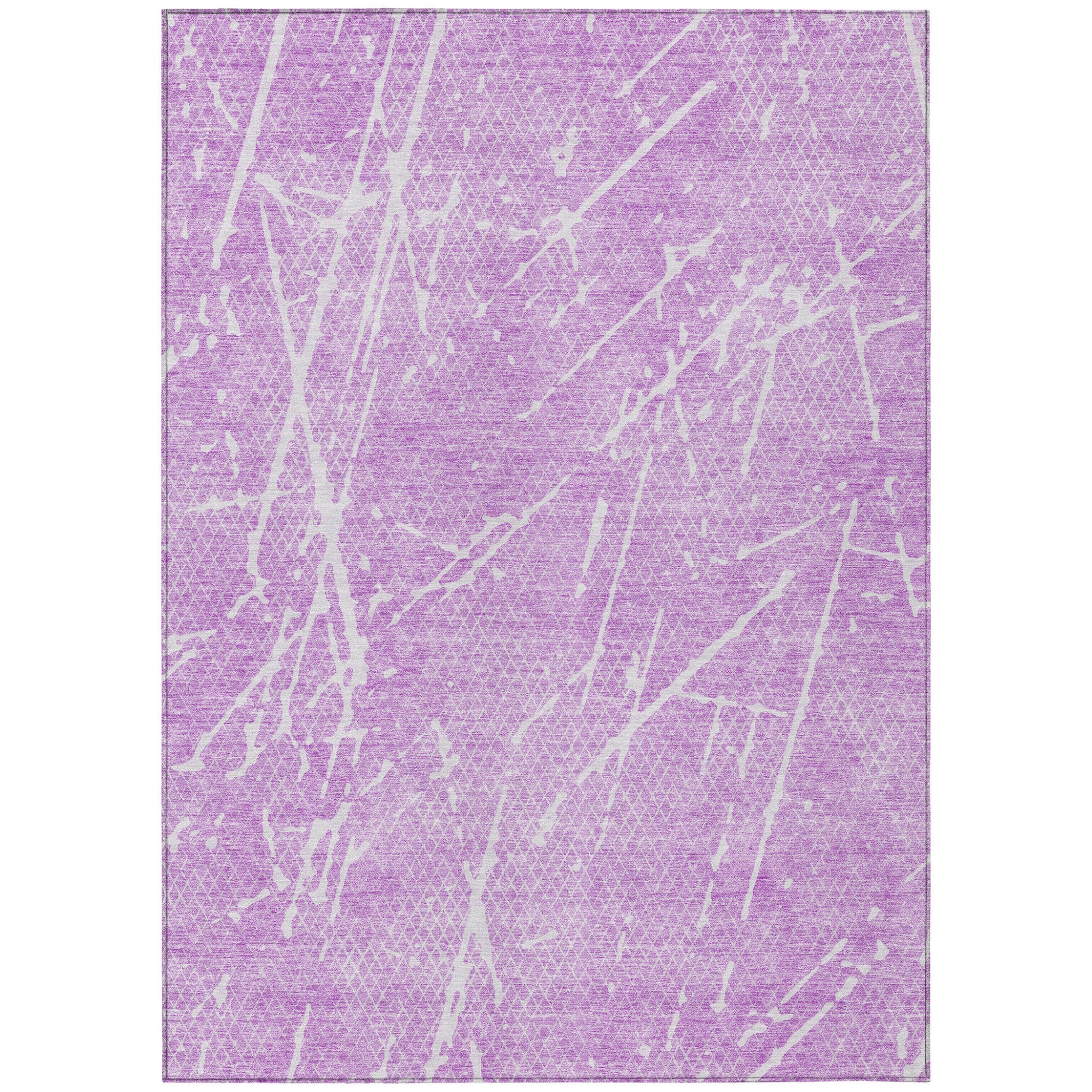 9' X 12' Lilac And Ivory Abstract Washable Indoor Outdoor Area Rug