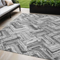 5' X 8' Gray Silver And Ivory Geometric Washable Indoor Outdoor Area Rug