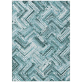 5' X 8' Teal Blue Aqua And Ivory Geometric Washable Indoor Outdoor Area Rug