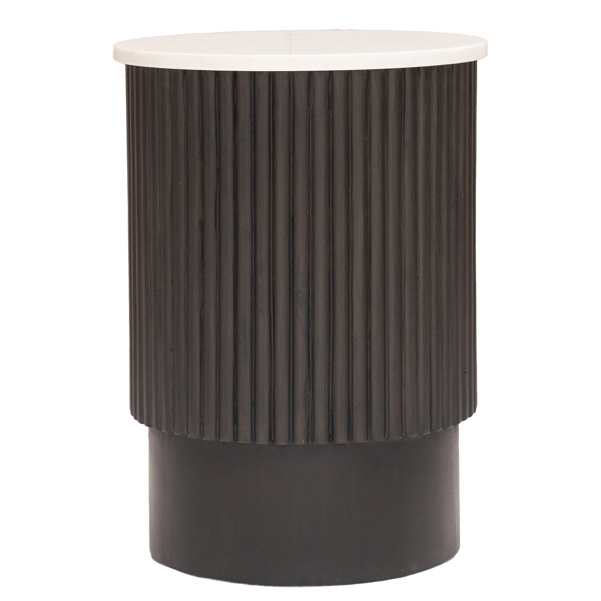 25'' Black And White Solid Wood End Table