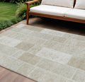 10' X 14' Taupe Beige And Tan Patchwork Washable Indoor Outdoor Area Rug