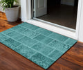3' X 5' Turquoise Teal Blue And Aqua Patchwork Washable Indoor Outdoor Area Rug