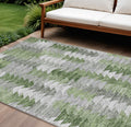 8' X 10' Green And Fern Green Geometric Washable Indoor Outdoor Area Rug