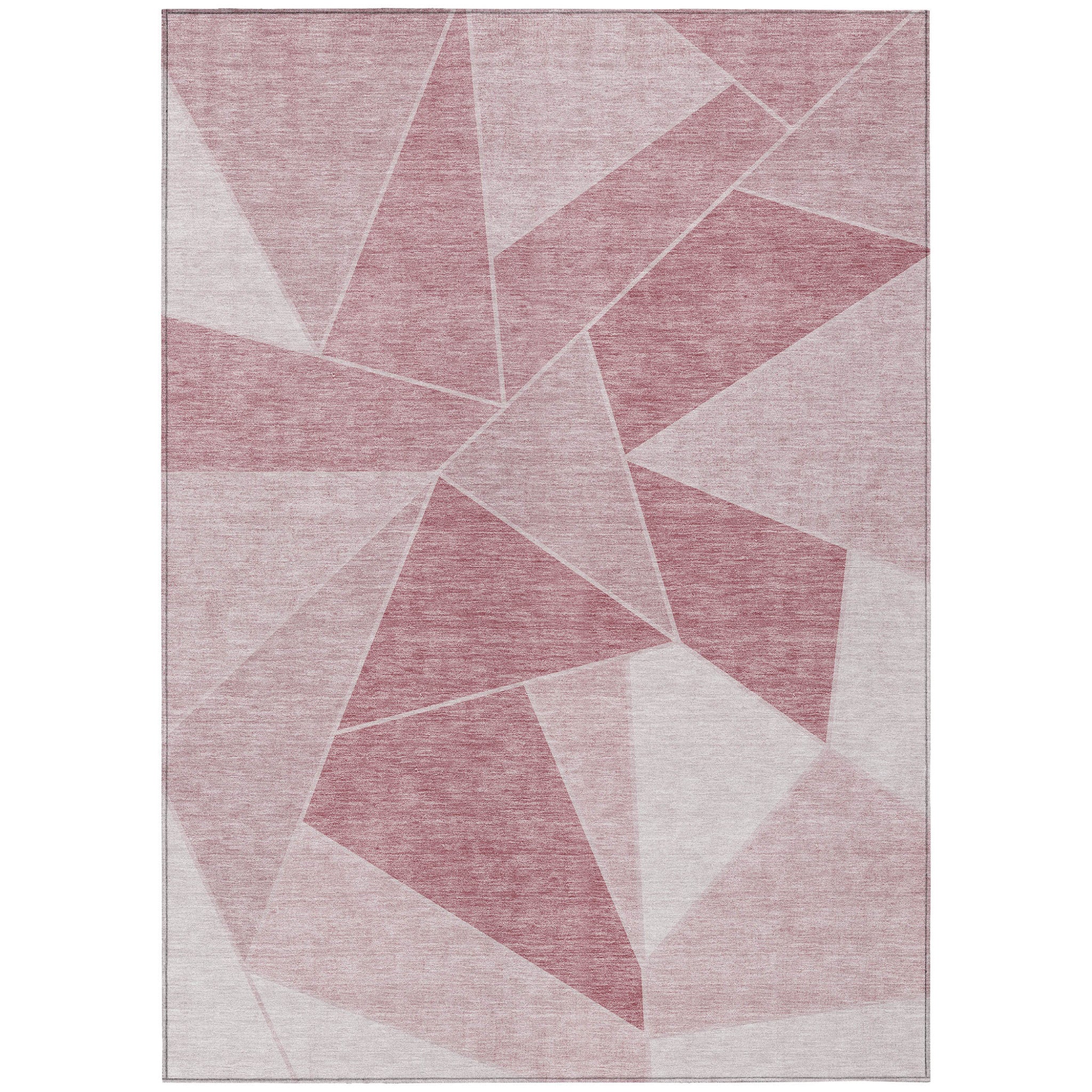 5' X 8' Blush Pink And Ivory Geometric Washable Indoor Outdoor Area Rug