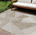 8' X 10' Taupe Brown And Beige Geometric Washable Indoor Outdoor Area Rug