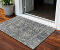 3' X 5' Charcoal Gray And Ivory Oriental Washable Indoor Outdoor Area Rug