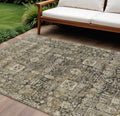 8' X 10' Coffee And Beige Oriental Washable Indoor Outdoor Area Rug