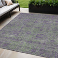 5' X 8' Fern Green And Purple Oriental Washable Indoor Outdoor Area Rug
