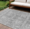 8' X 10' Gray Silver And Charcoal Oriental Washable Indoor Outdoor Area Rug