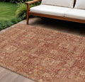 10' X 14' Orange Copper And Terra Cotta Oriental Washable Indoor Outdoor Area Rug