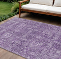 8' X 10' Purple Lilac And Lavender Oriental Washable Indoor Outdoor Area Rug