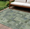10' X 14' Green And Mint Green Geometric Washable Indoor Outdoor Area Rug