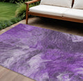 9' X 12' Purple Lilac And Eggplant Abstract Washable Indoor Outdoor Area Rug