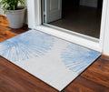 3' X 5' Denim Blue And Ivory Abstract Washable Indoor Outdoor Area Rug