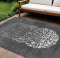 8' X 10' Charcoal Gray And Silver Abstract Washable Indoor Outdoor Area Rug