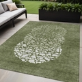 5' X 8' Olive Green And Artichoke Green Abstract Washable Indoor Outdoor Area Rug