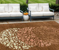 8' X 10' Orange Terra Cotta And Ivory Abstract Washable Indoor Outdoor Area Rug