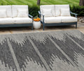 10' X 14' Charcoal And Ivory Abstract Washable Indoor Outdoor Area Rug
