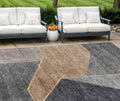 10' X 14' Charcoal Taupe And Gray Geometric Washable Indoor Outdoor Area Rug