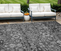 9' X 12' Gray Charcoal And Silver Oriental Washable Indoor Outdoor Area Rug