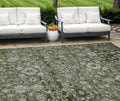 9' X 12' Green And Olive Green Oriental Washable Indoor Outdoor Area Rug