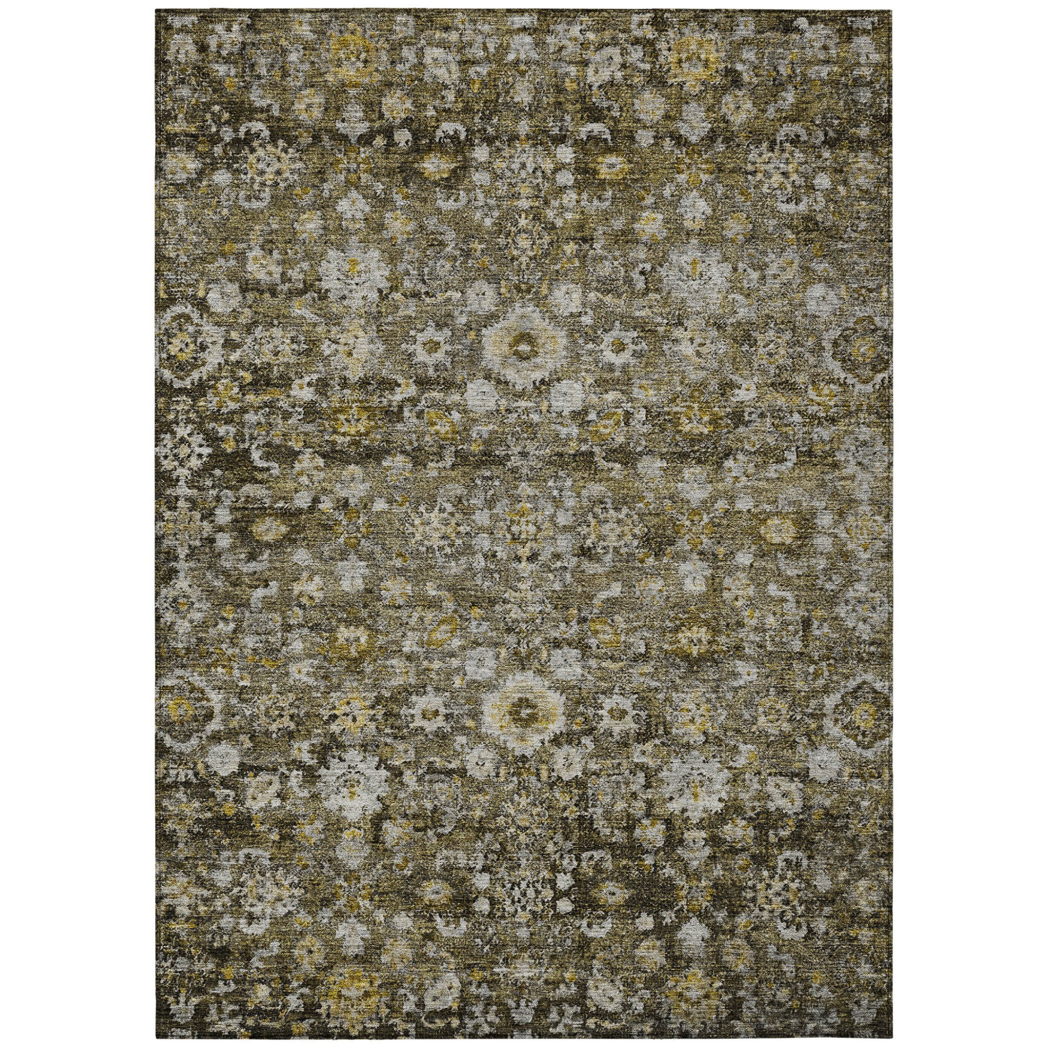 8' X 10' Brown And Beige Oriental Washable Indoor Outdoor Area Rug
