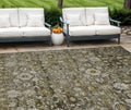 10' X 14' Brown And Beige Oriental Washable Indoor Outdoor Area Rug