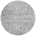 8' Silver Gray And Pewter Round Oriental Washable Indoor Outdoor Area Rug