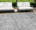 10' X 14' Silver Gray And Pewter Oriental Washable Indoor Outdoor Area Rug