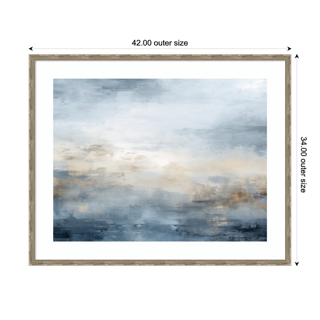 Framed Art Tonal Abstract Oceanic Nautical Serenity Blue Horizontal by The Creative Bunch Studio
