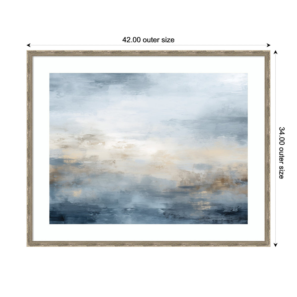 Framed Art Tonal Abstract Oceanic Nautical Serenity Blue Horizontal by The Creative Bunch Studio
