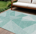 8' X 10' Mint Green And Aqua Geometric Washable Indoor Outdoor Area Rug