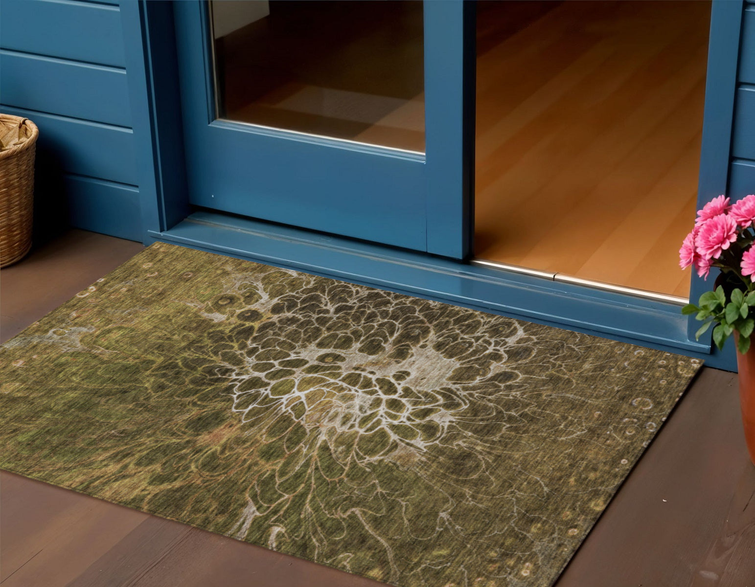 3' X 5' Chocolate And Gray Abstract Washable Indoor Outdoor Area Rug