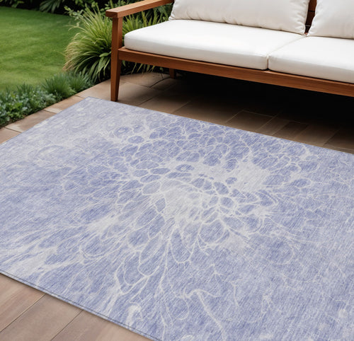10' X 14' Lavender Ivory And Lilac Abstract Washable Indoor Outdoor Area Rug